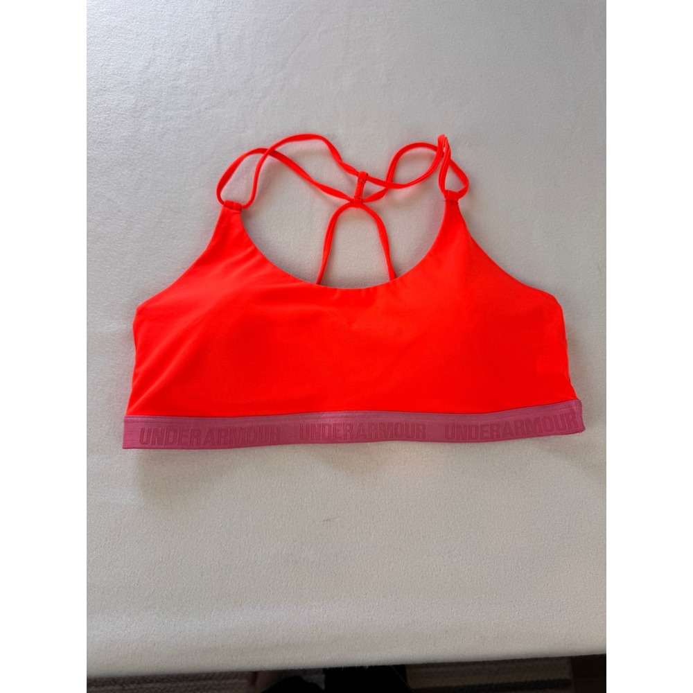 Under Armour Girls Sports Bra Youth XL 14-16 Orange Crossback Medium Support